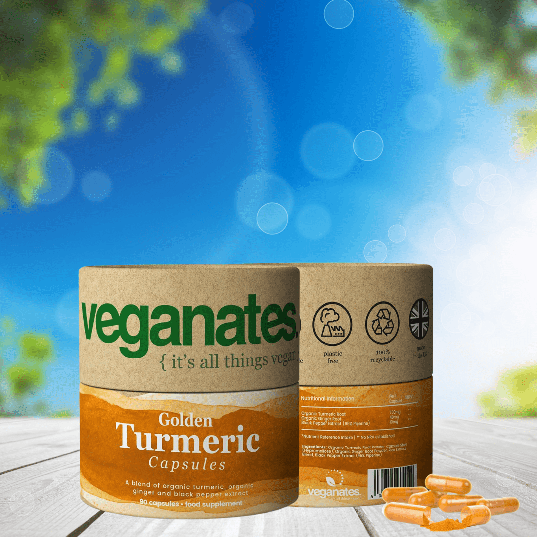 Veganates Multivitamin Supplement Organic Vegan Turmeric Curcumin & Ginger Supplement with Black Pepper For Superior Absorption. 90 High Strength Capsules in Plastic Free Biodegradable Packaging