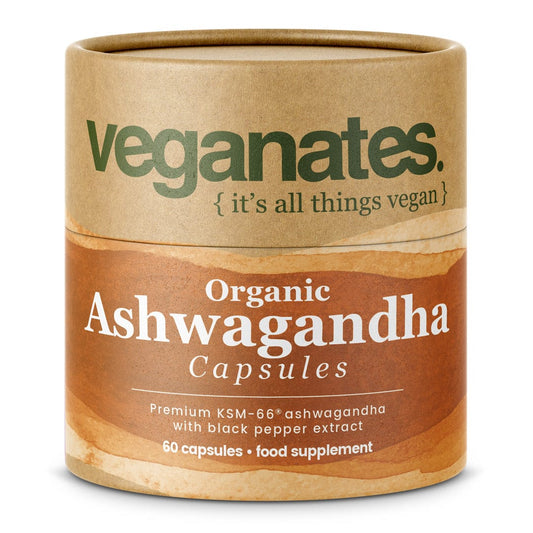 Veganates Organic Ashwagandha KSM-66® with 5% Withanolides in Plastic Free ECO Packaging